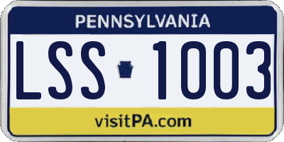 PA license plate LSS1003