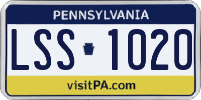 PA license plate LSS1020