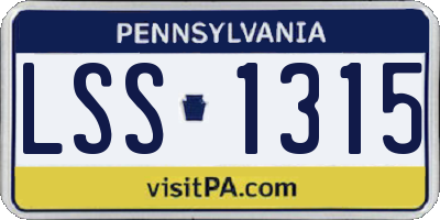 PA license plate LSS1315