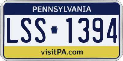 PA license plate LSS1394