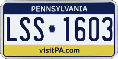 PA license plate LSS1603