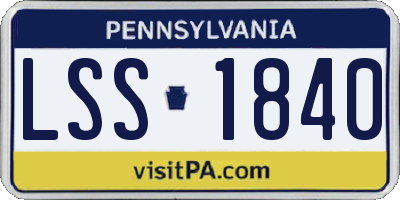 PA license plate LSS1840