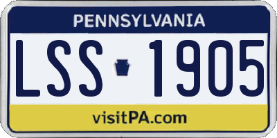 PA license plate LSS1905