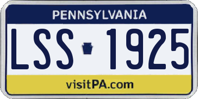 PA license plate LSS1925