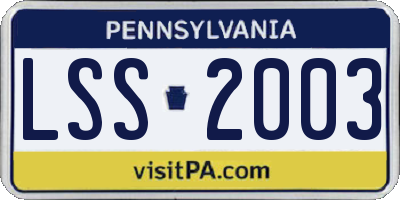 PA license plate LSS2003