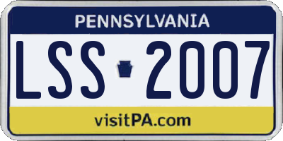 PA license plate LSS2007