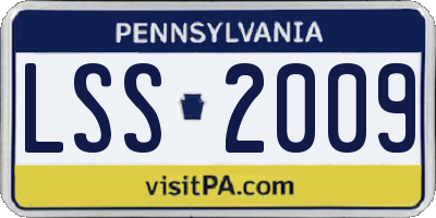 PA license plate LSS2009