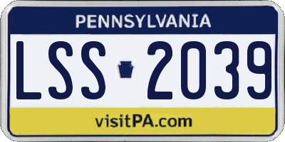 PA license plate LSS2039