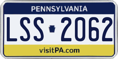 PA license plate LSS2062