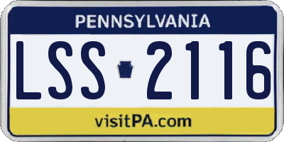 PA license plate LSS2116