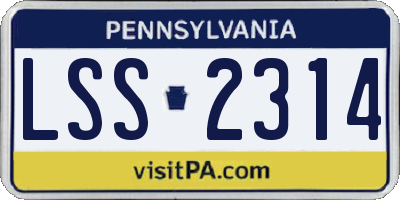 PA license plate LSS2314