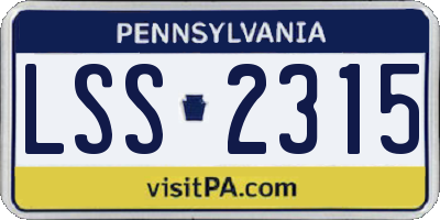 PA license plate LSS2315