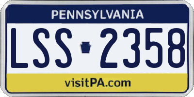 PA license plate LSS2358