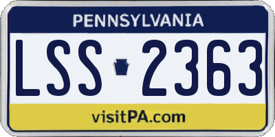 PA license plate LSS2363