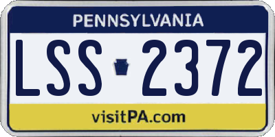 PA license plate LSS2372