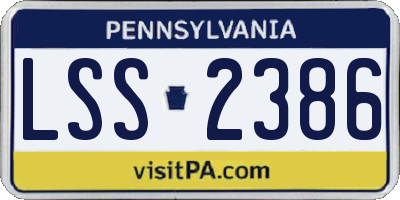 PA license plate LSS2386