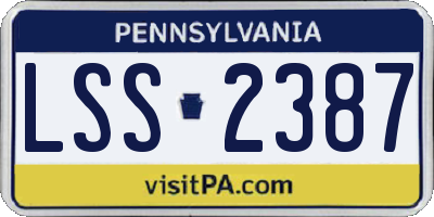 PA license plate LSS2387