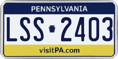 PA license plate LSS2403