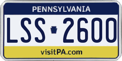 PA license plate LSS2600