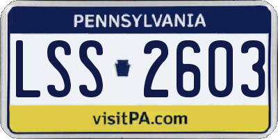 PA license plate LSS2603
