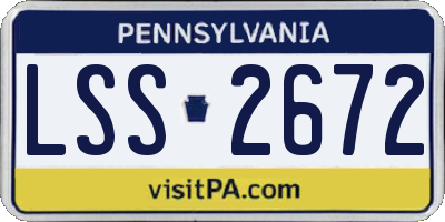 PA license plate LSS2672