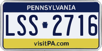 PA license plate LSS2716
