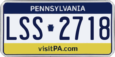 PA license plate LSS2718
