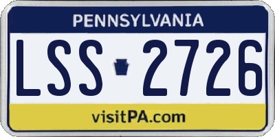 PA license plate LSS2726