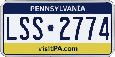 PA license plate LSS2774