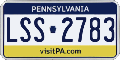 PA license plate LSS2783