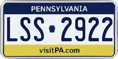 PA license plate LSS2922