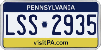 PA license plate LSS2935
