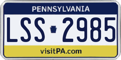 PA license plate LSS2985