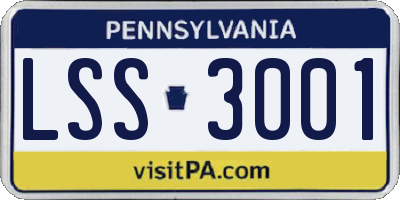 PA license plate LSS3001