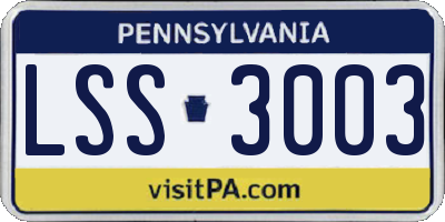 PA license plate LSS3003