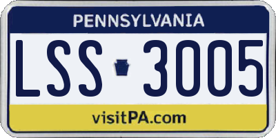 PA license plate LSS3005