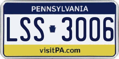 PA license plate LSS3006