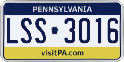 PA license plate LSS3016