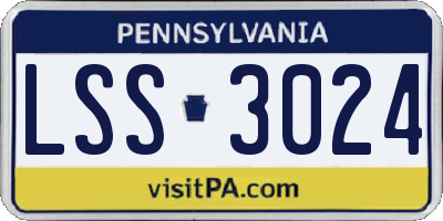 PA license plate LSS3024
