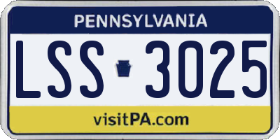 PA license plate LSS3025