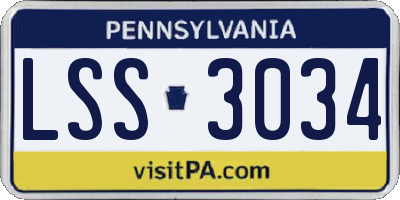 PA license plate LSS3034