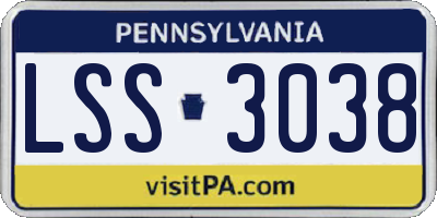 PA license plate LSS3038