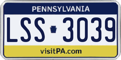 PA license plate LSS3039