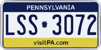 PA license plate LSS3072