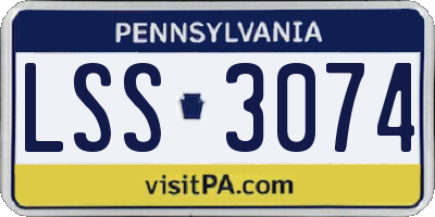 PA license plate LSS3074