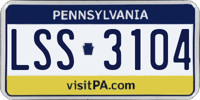PA license plate LSS3104