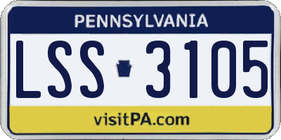 PA license plate LSS3105