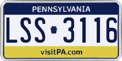 PA license plate LSS3116