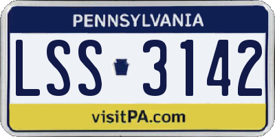 PA license plate LSS3142