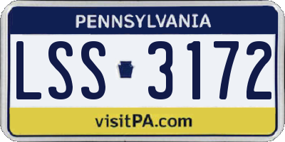 PA license plate LSS3172